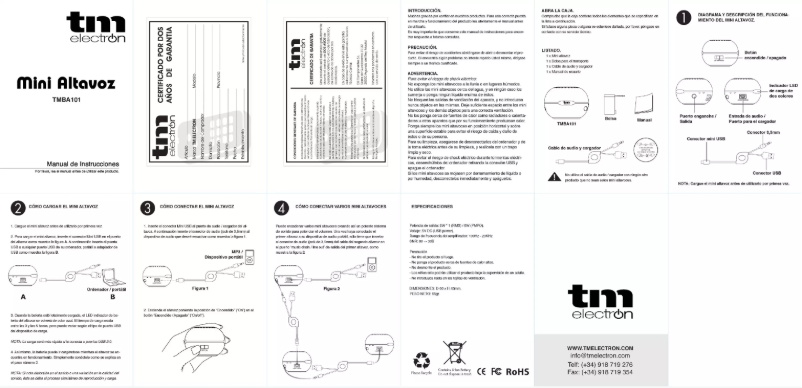 Page n°1 - Manuel utilisateur TM Electron TMBA101