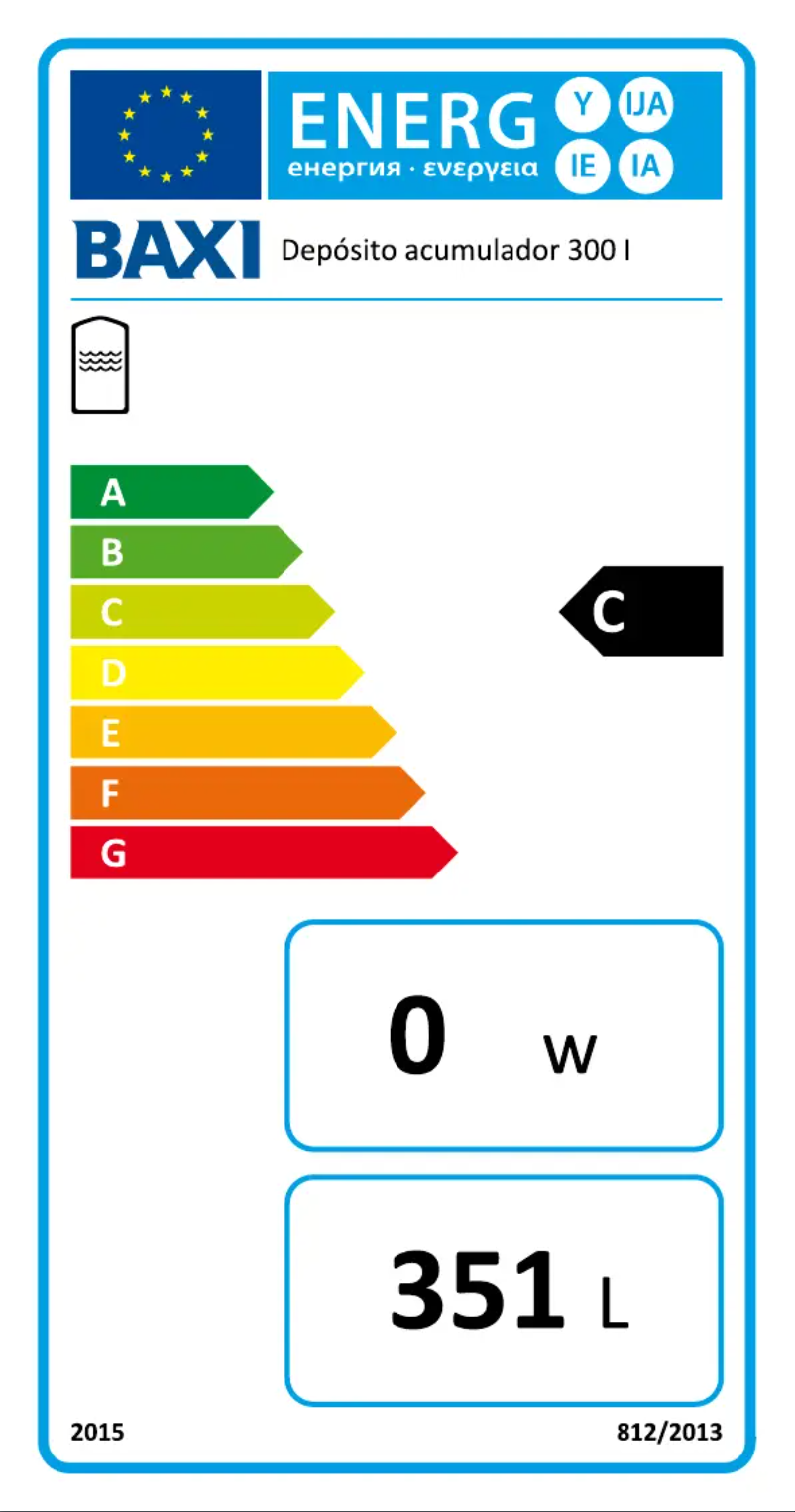 Page 1 de la notice Label énergétique Baxi 300 l