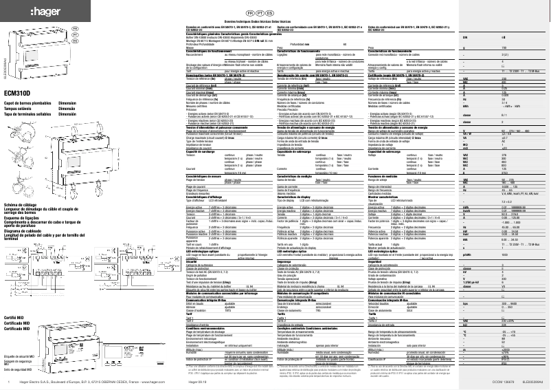 Page 1 de la notice Manuel utilisateur Hager ECM310D