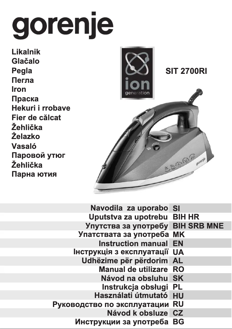 Page 1 de la notice Manuel utilisateur Gorenje SIT2700RI