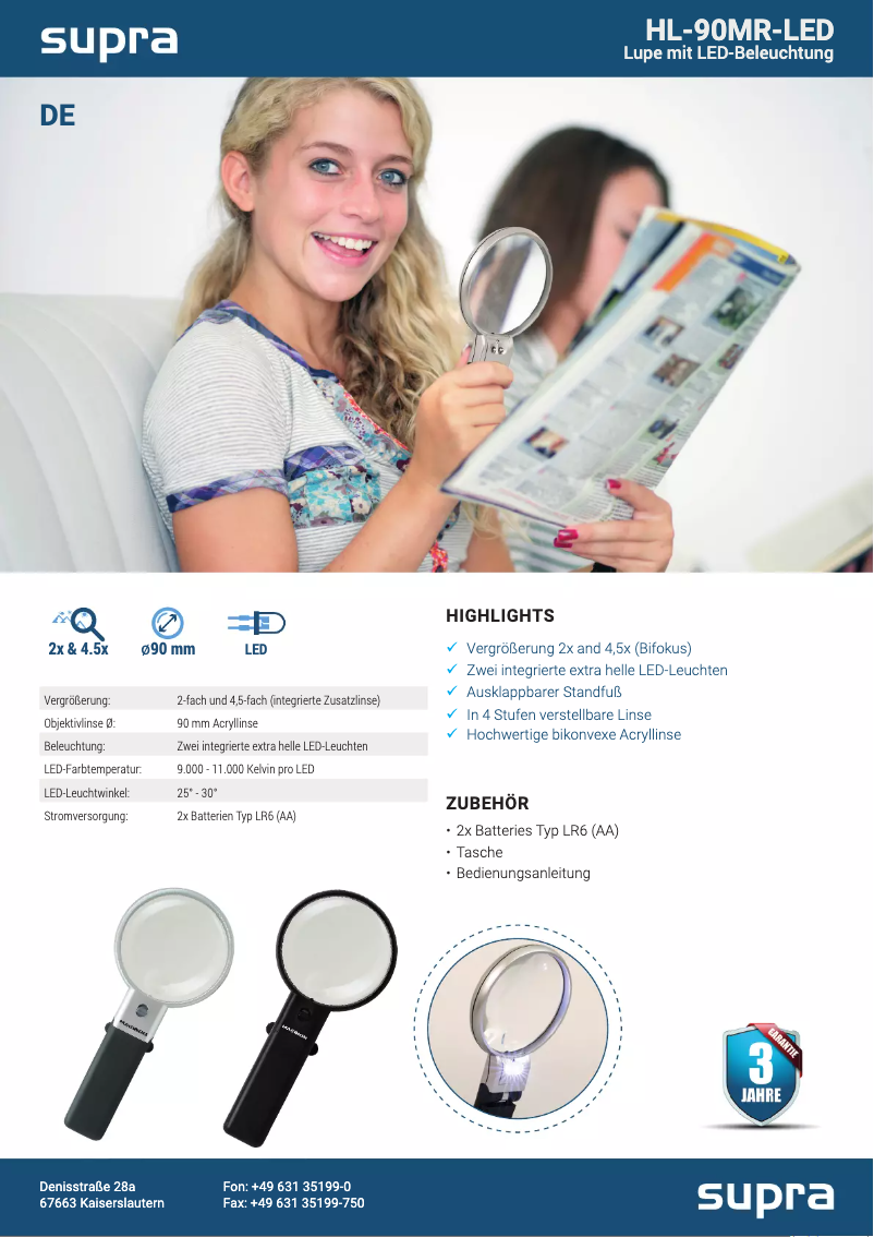 Page 1 de la notice Fiche technique Maginon HL-90 MR