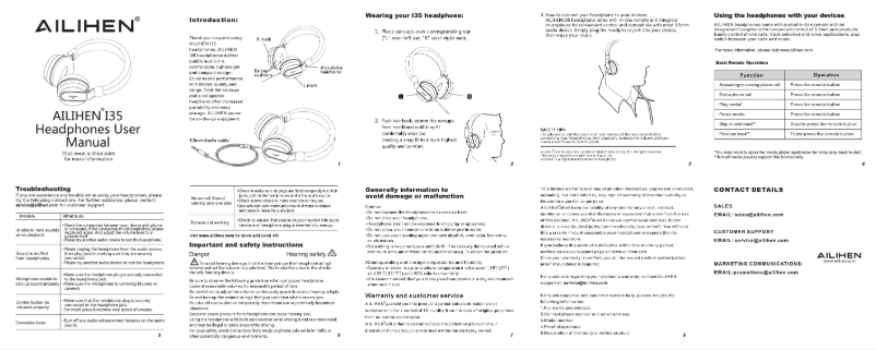 Page 1 de la notice Manuel utilisateur Ailihen I35