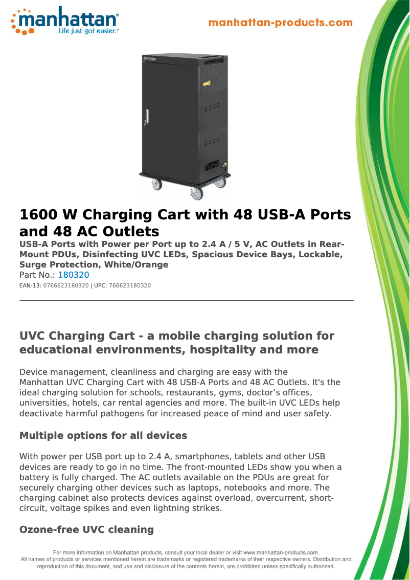 Page 1 de la notice Fiche technique Manhattan 180320