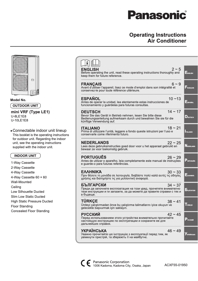 Página 1 del manual Manual de usuario Panasonic U-8LE1E8