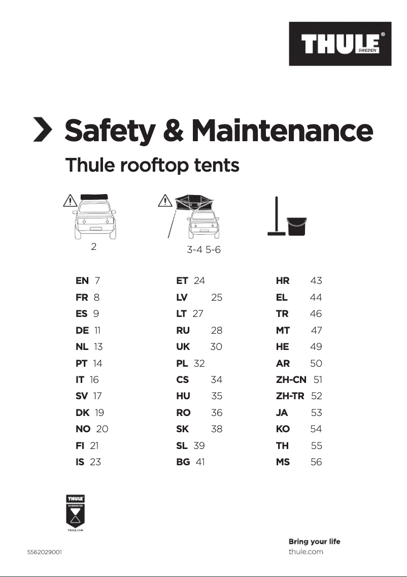 Página 1 del manual Instrucciones de seguridad Thule Tepui Ayer 2