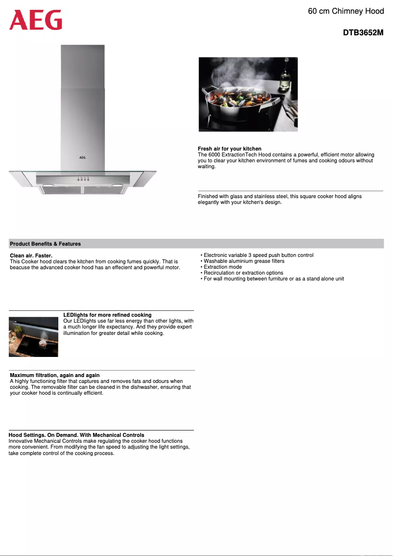 Página 1 del manual Ficha técnica AEG DTB3652M