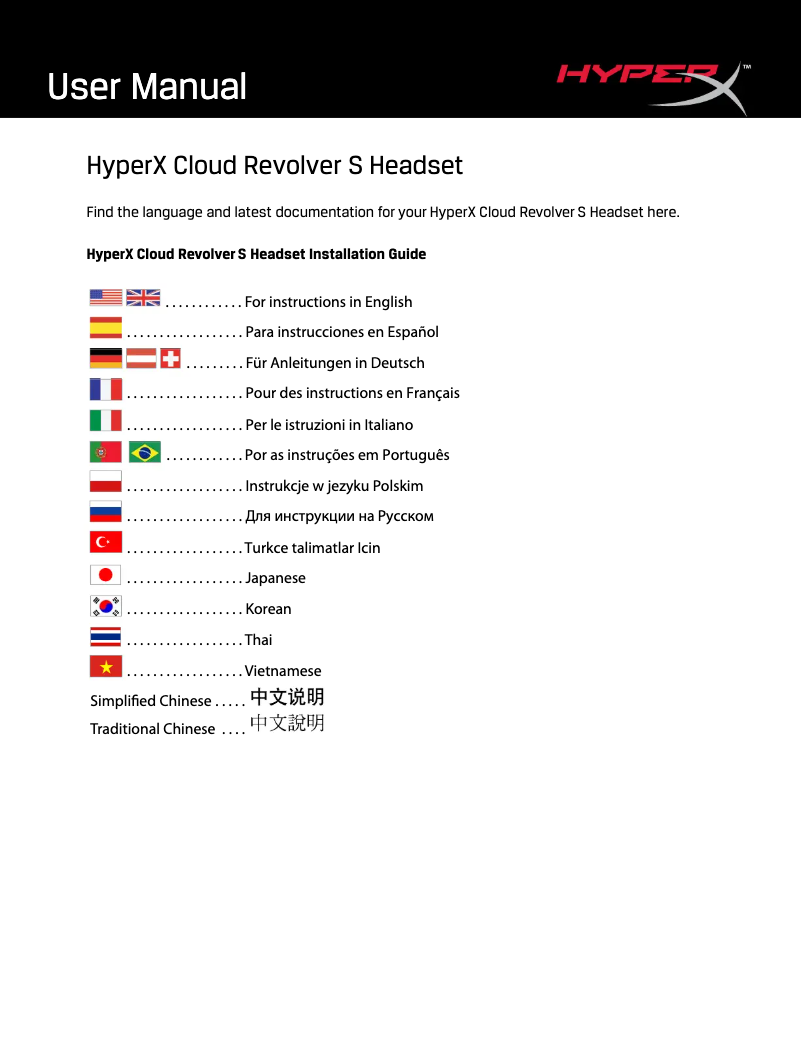 Page 1 de la notice Manuel utilisateur HyperX Cloud Revolver