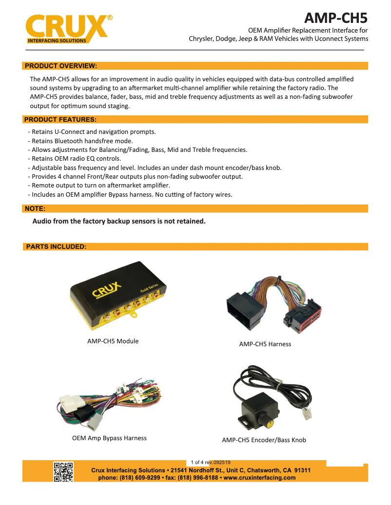 Página 1 del manual Manual de usuario CRUX AMP-CH5