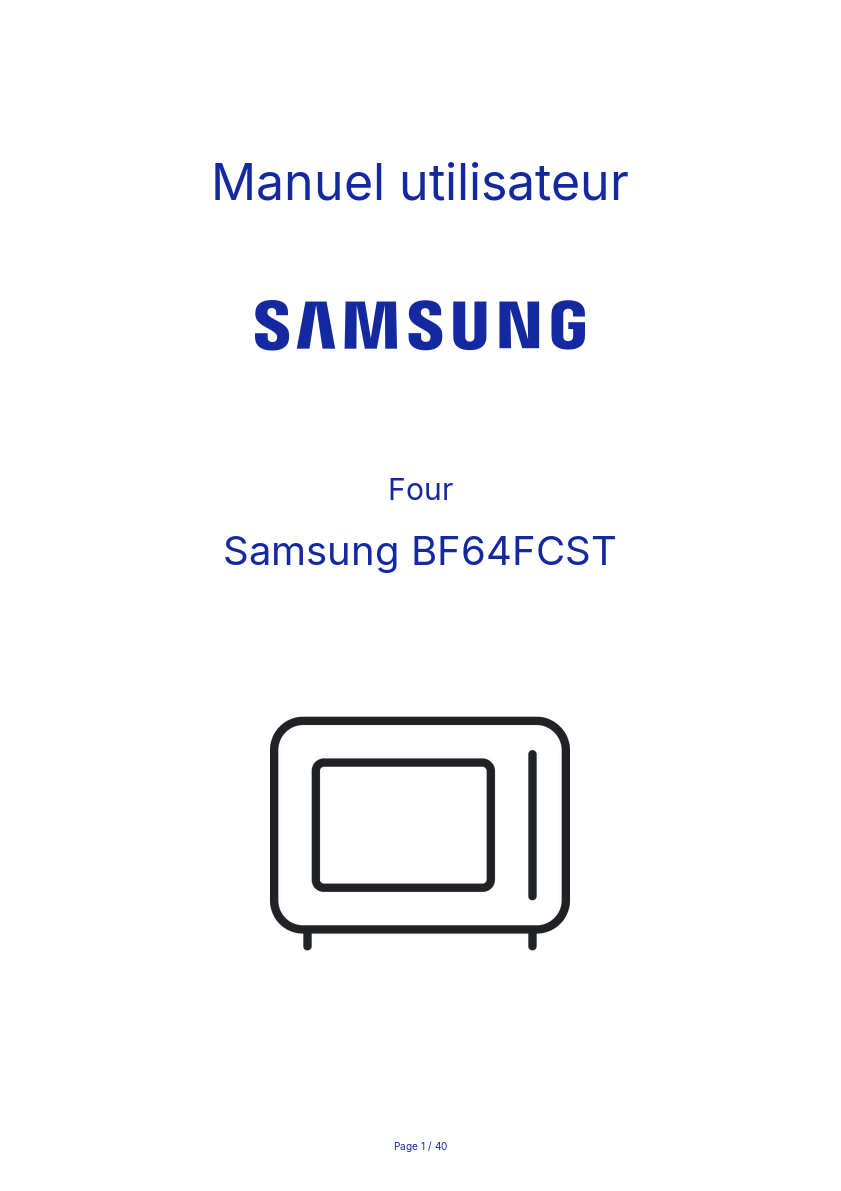 Page n°1 - Manuel utilisateur Samsung BF64FCST