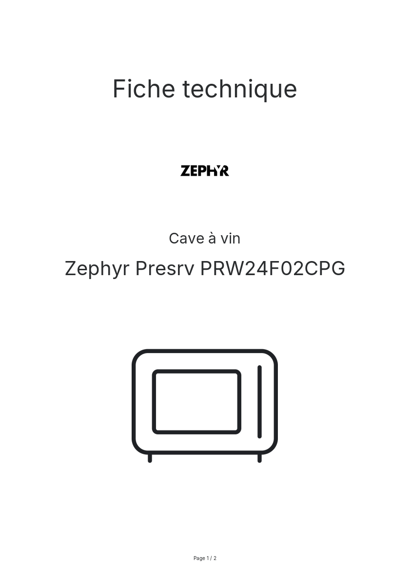 Image de la première page du manuel de l'appareil Presrv PRW24F02CPG