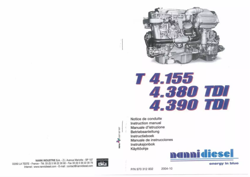 Page 1 de la notice Manuel utilisateur Nanni T4.380 TDI
