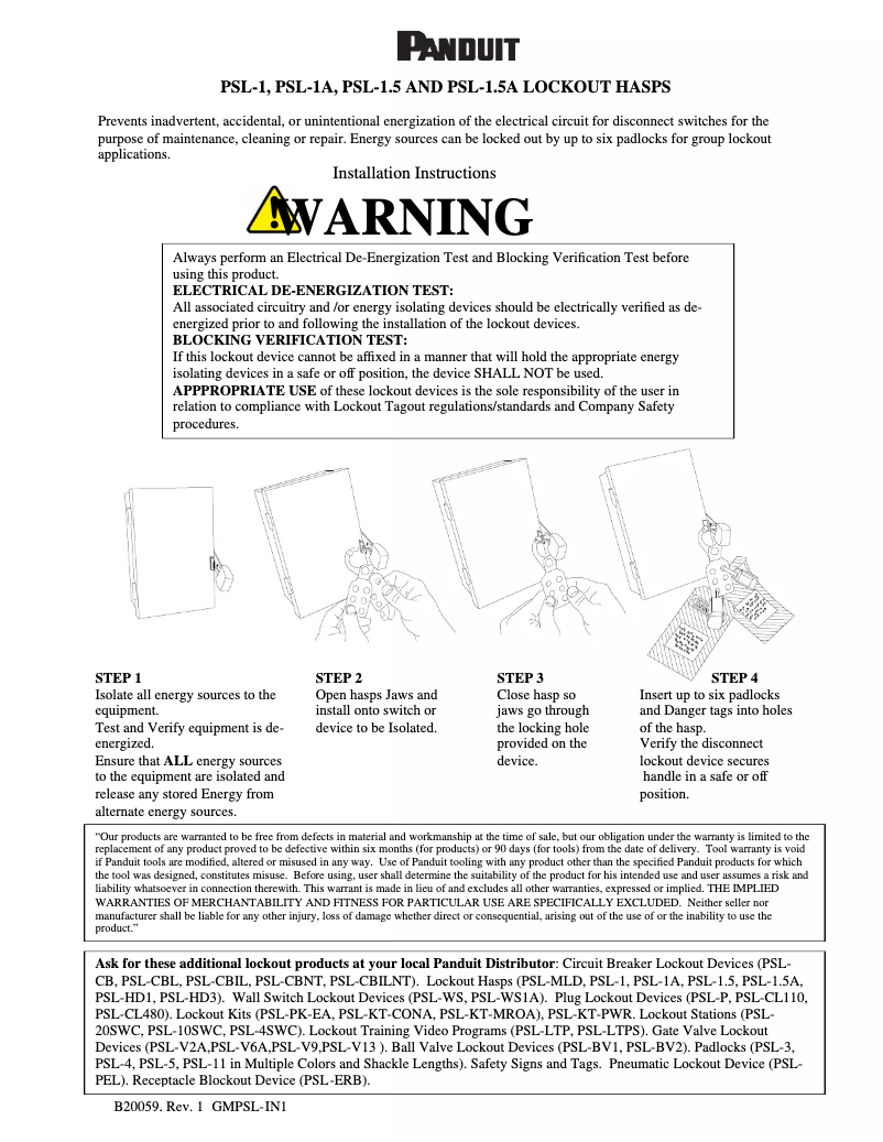 Page 1 de la notice Manuel utilisateur Panduit PSL-1