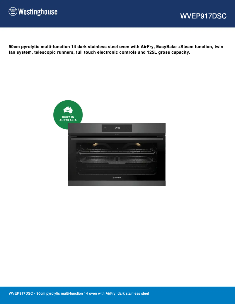 Image de la première page du manuel de l'appareil WVEP917DSC