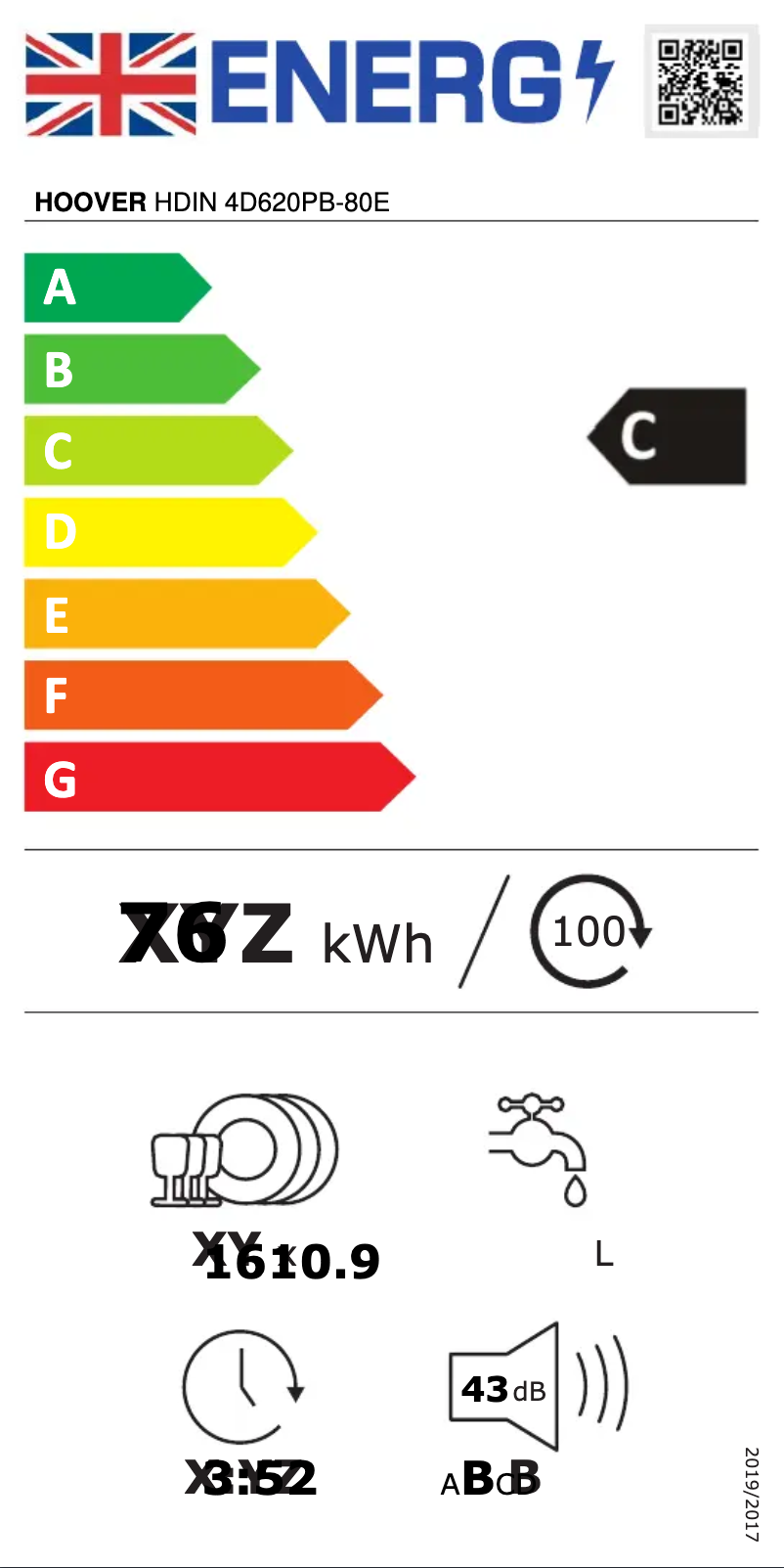 Page n°1 - Label énergétique Hoover H-DISH 500 HDIN 4D620PB-80E