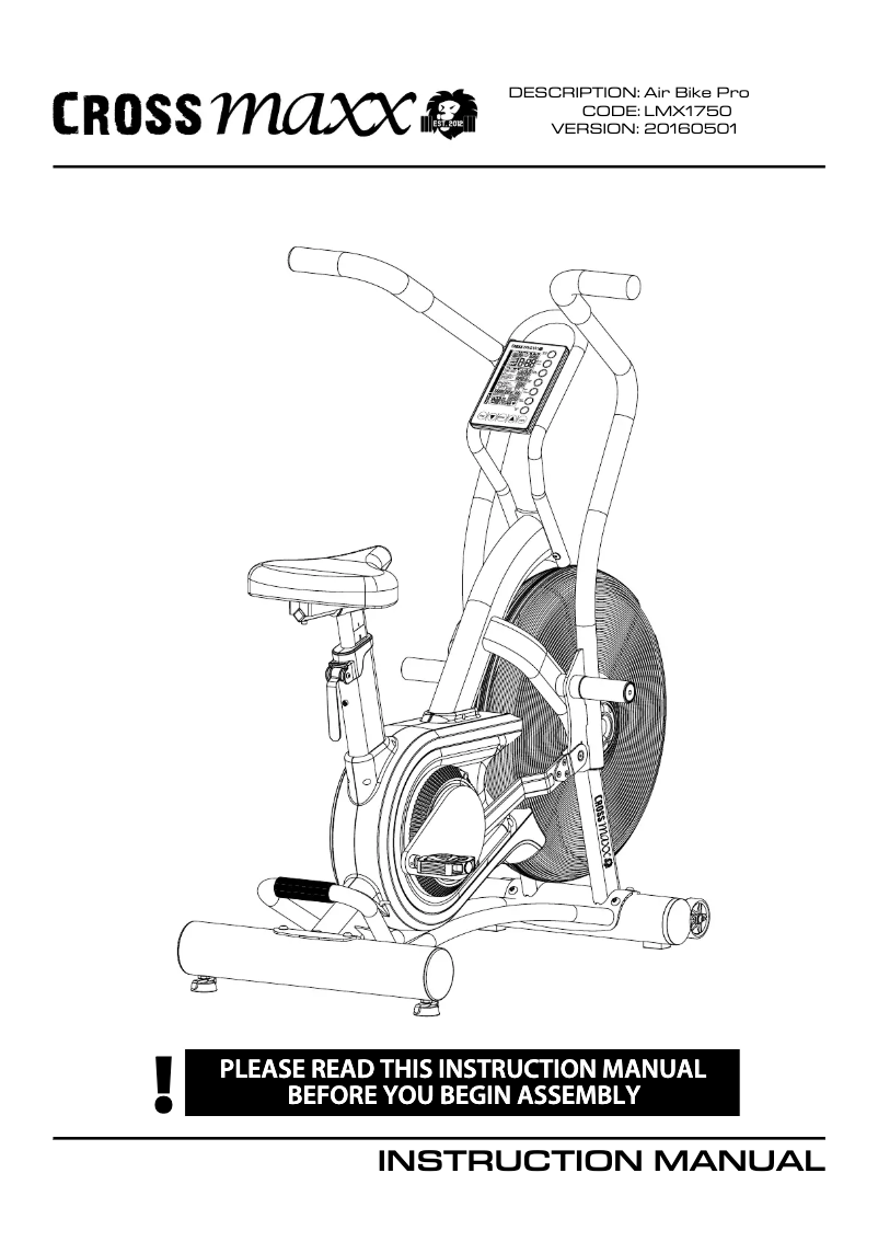 Image de la première page du manuel de l'appareil Air Bike Pro LMX1750