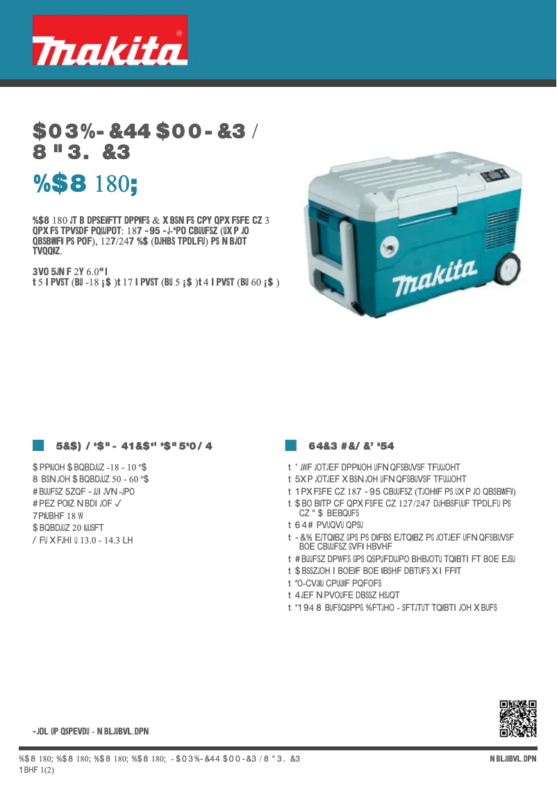 Page n°1 - Fiche technique Makita DCW180Z