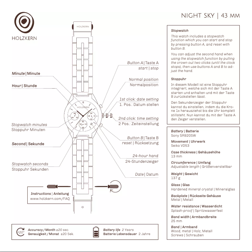Page 1 de la notice Manuel utilisateur Holzkern Milky Way
