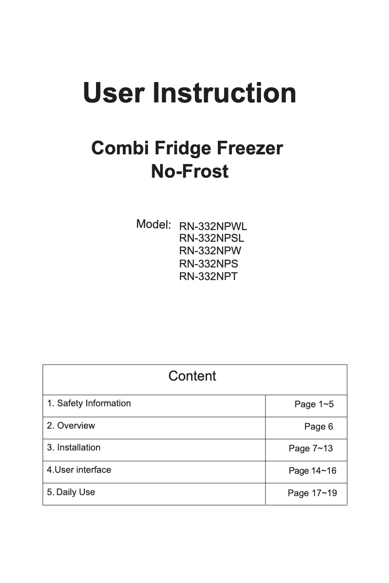 Page 1 de la notice Manuel utilisateur Daewoo RN-332NPW