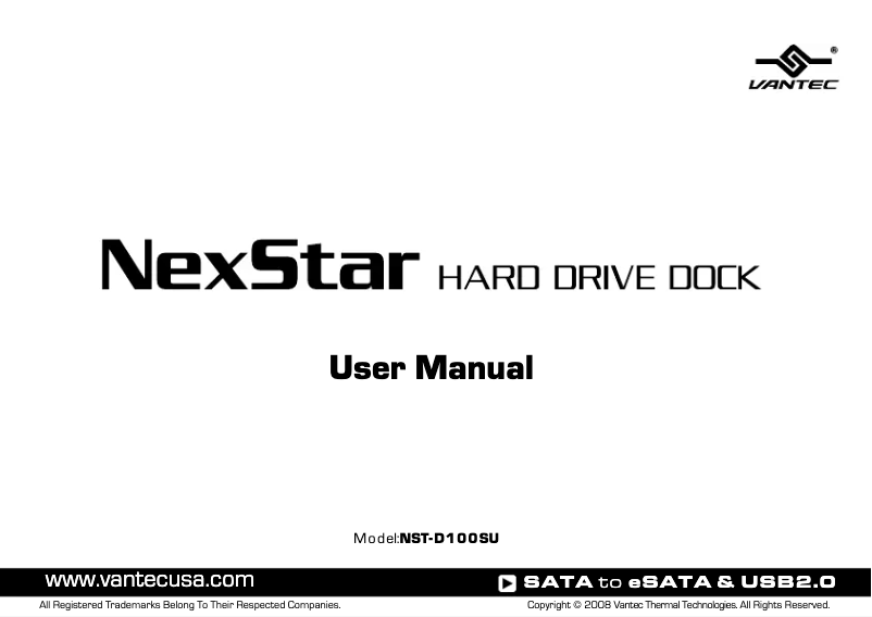 Image de la première page du manuel de l'appareil NexStar NST-D100SU