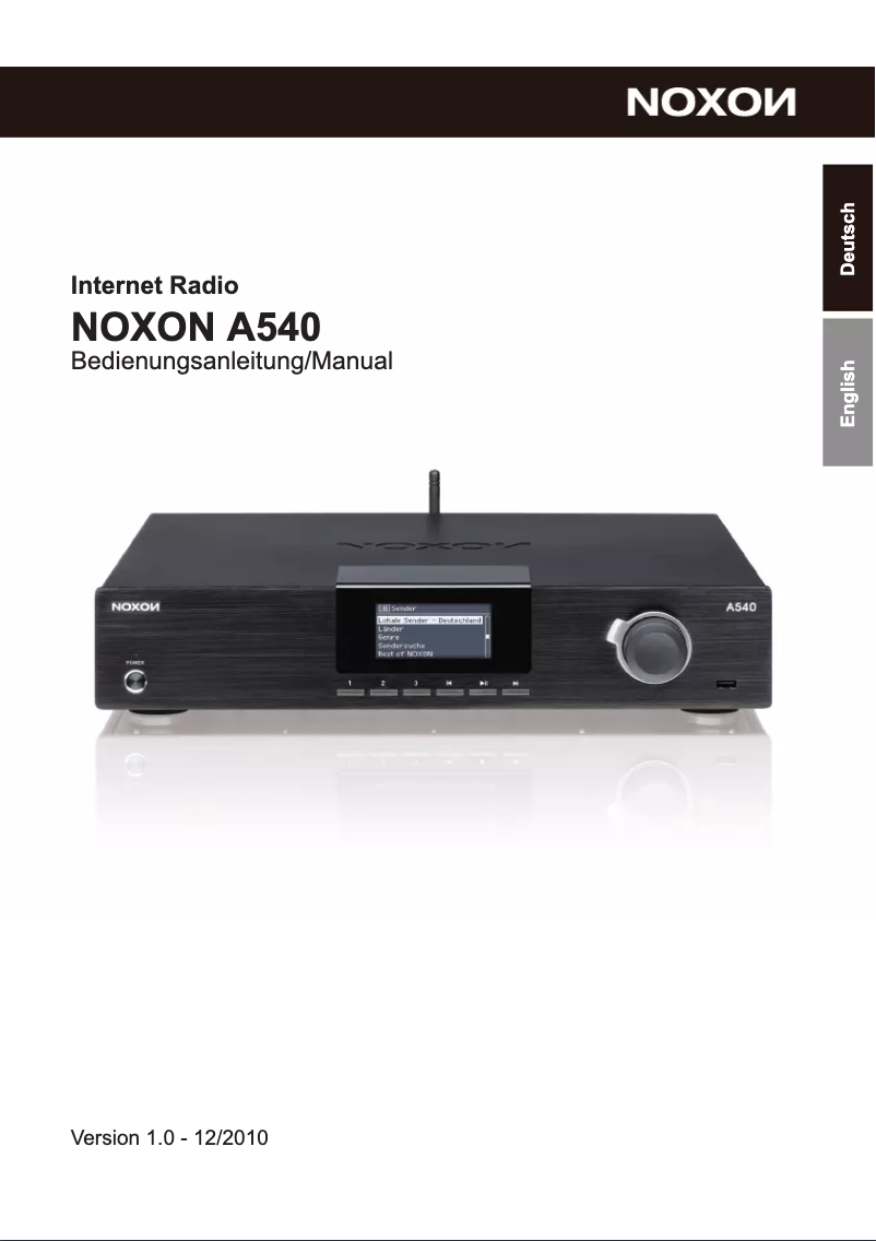 Page 1 de la notice Manuel utilisateur Noxon A540+