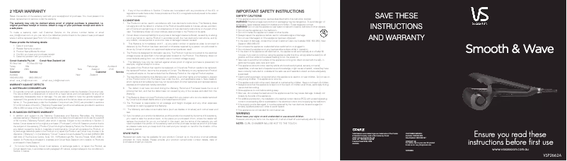Page 1 de la notice Manuel utilisateur VS Sassoon Smooth & Wave VSP2662A