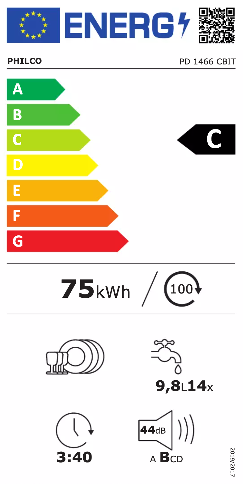 Page n°1 - Label énergétique Philco PD 1466 CBIT