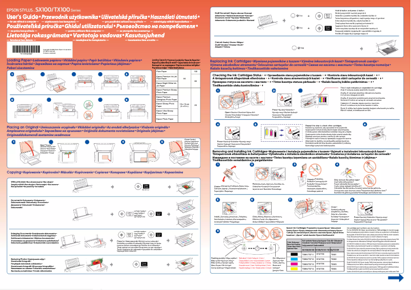 Página 1 del manual Manual de usuario Epson Stylus SX100