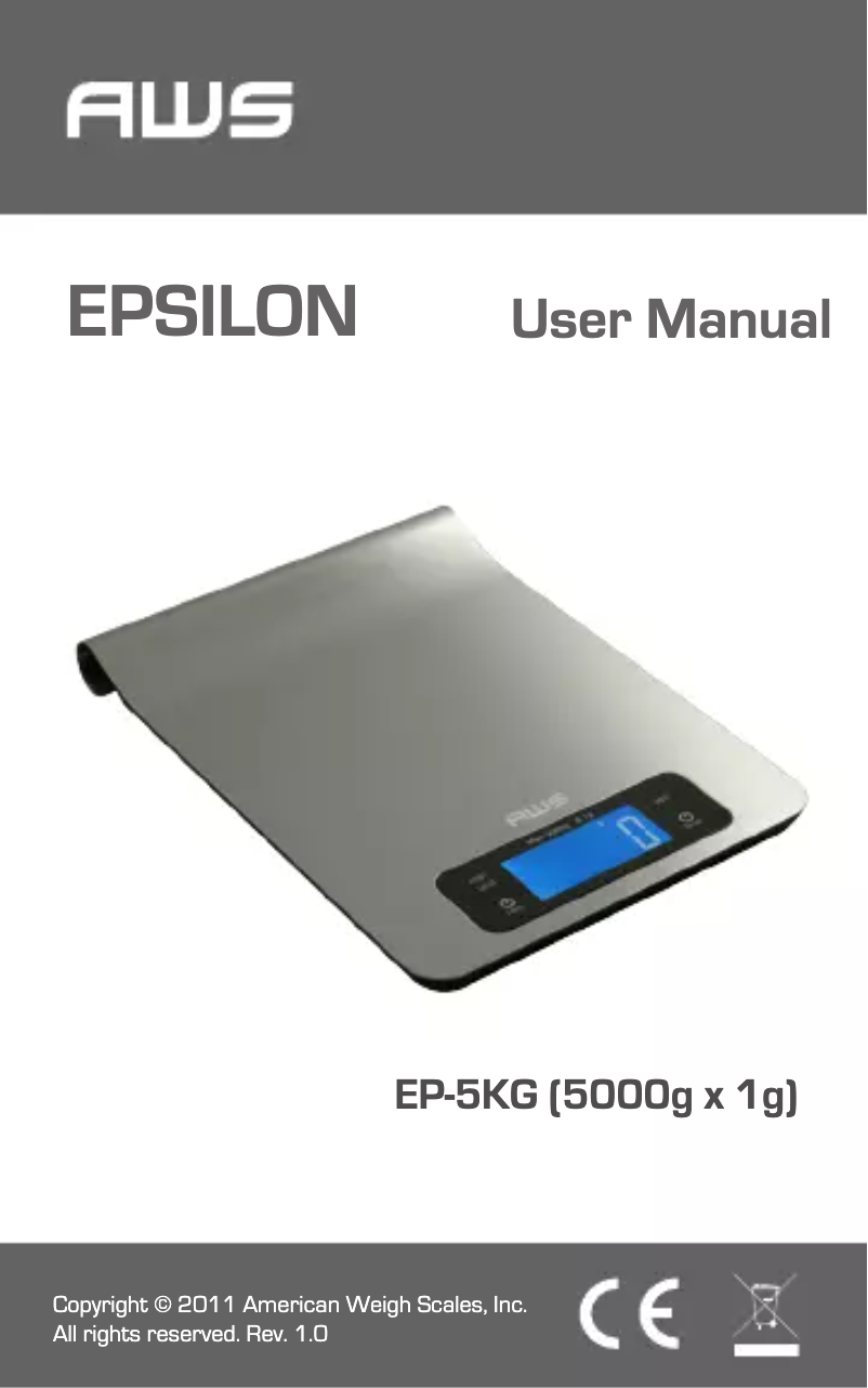Page n°1 - Manuel utilisateur American Weigh Scales EP-5KG