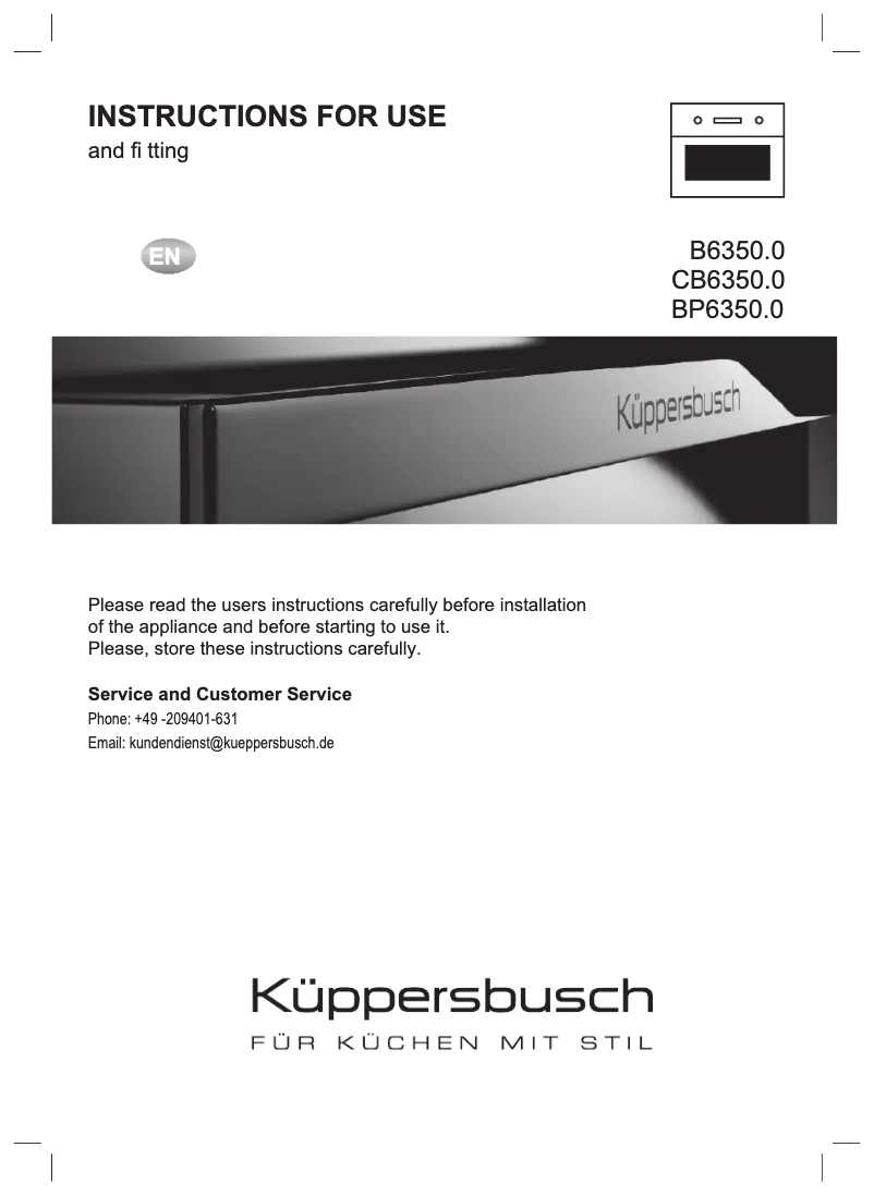 Page 1 de la notice Manuel utilisateur Küppersbusch CB 6350.0S