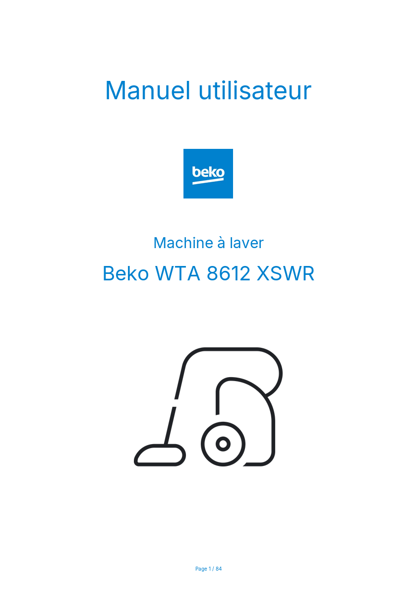 Image de la première page du manuel de l'appareil WTA 8612 XSWR