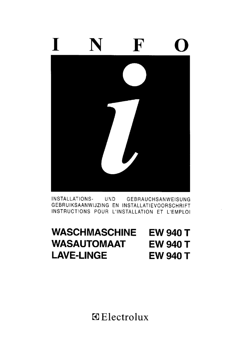 Page n°1 - Manuel utilisateur Electrolux EW940T