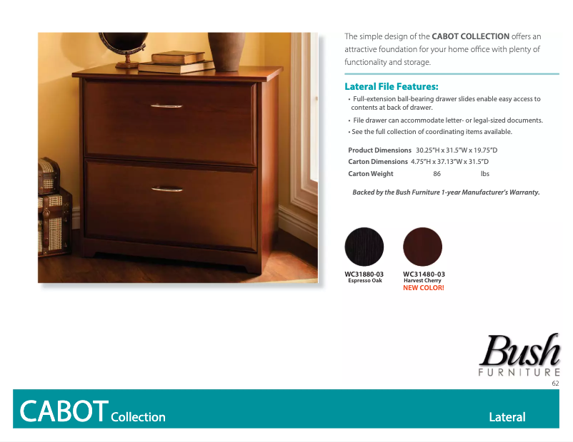 Page 1 de la notice Fiche technique Bush Cabot WC31480-03