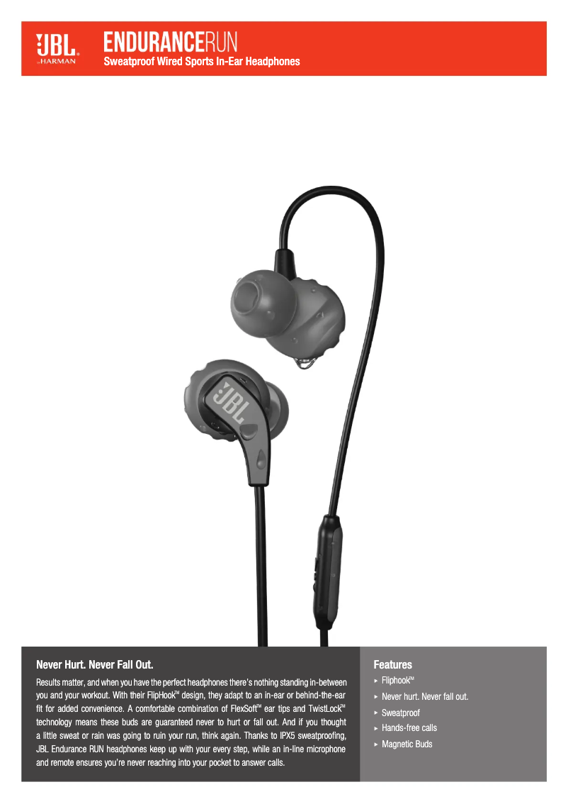 Page 1 de la notice Fiche technique JBL Endurance Run