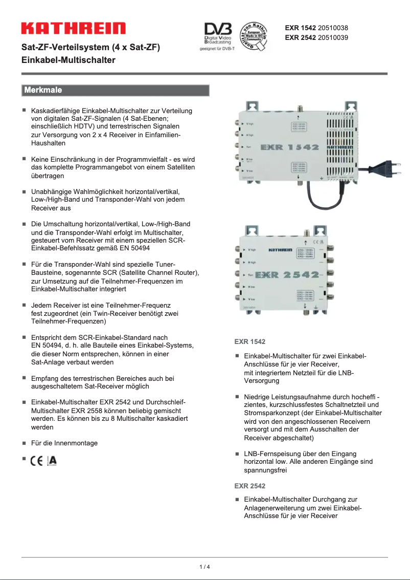 Page n°1 - Manuel utilisateur Kathrein EXR 2542