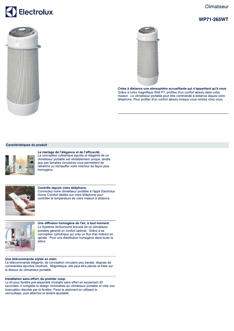 Page n°1 - Fiche technique Electrolux WP71-265WT
