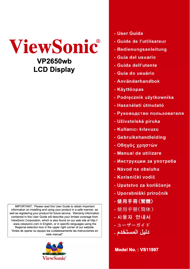 Page n°1 - Manuel utilisateur Viewsonic VP2650wb