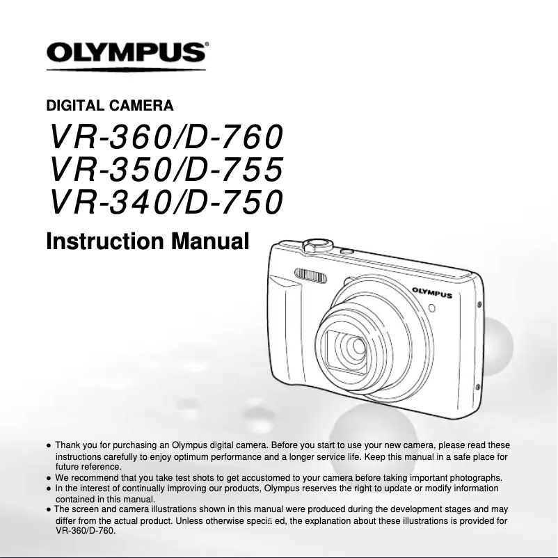 Page n°1 - Manuel utilisateur Olympus VR-360 Smart