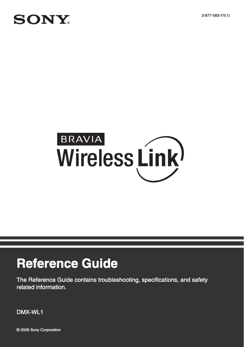 Page 1 de la notice Manuel utilisateur Sony DMX-WL1