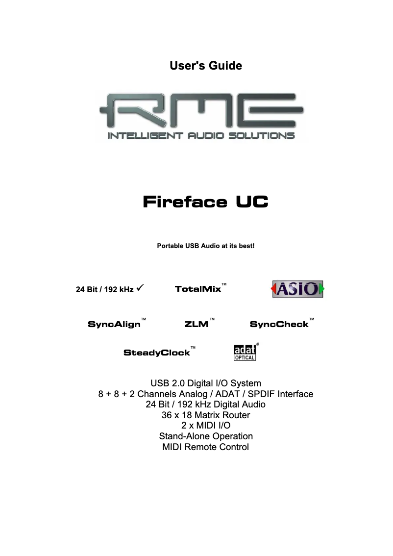 Página 1 del manual Manual de usuario RME Fireface UC