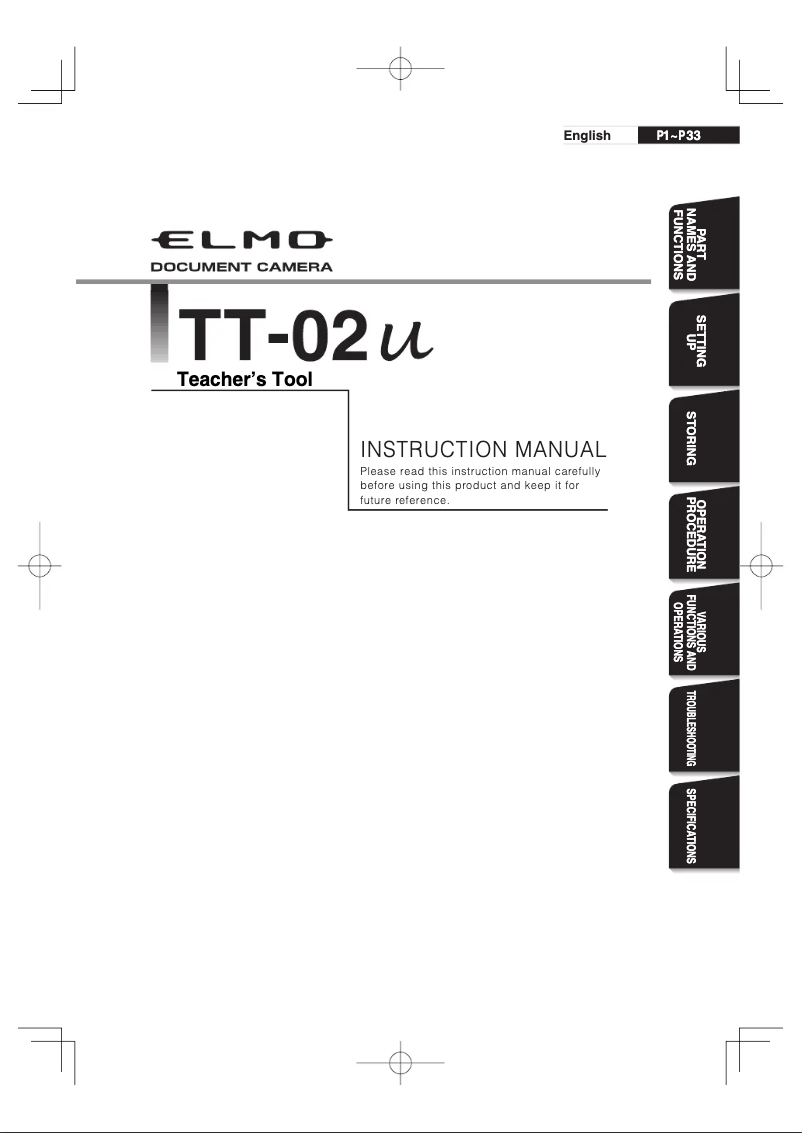 Page 1 de la notice Manuel utilisateur Elmo TT-02U