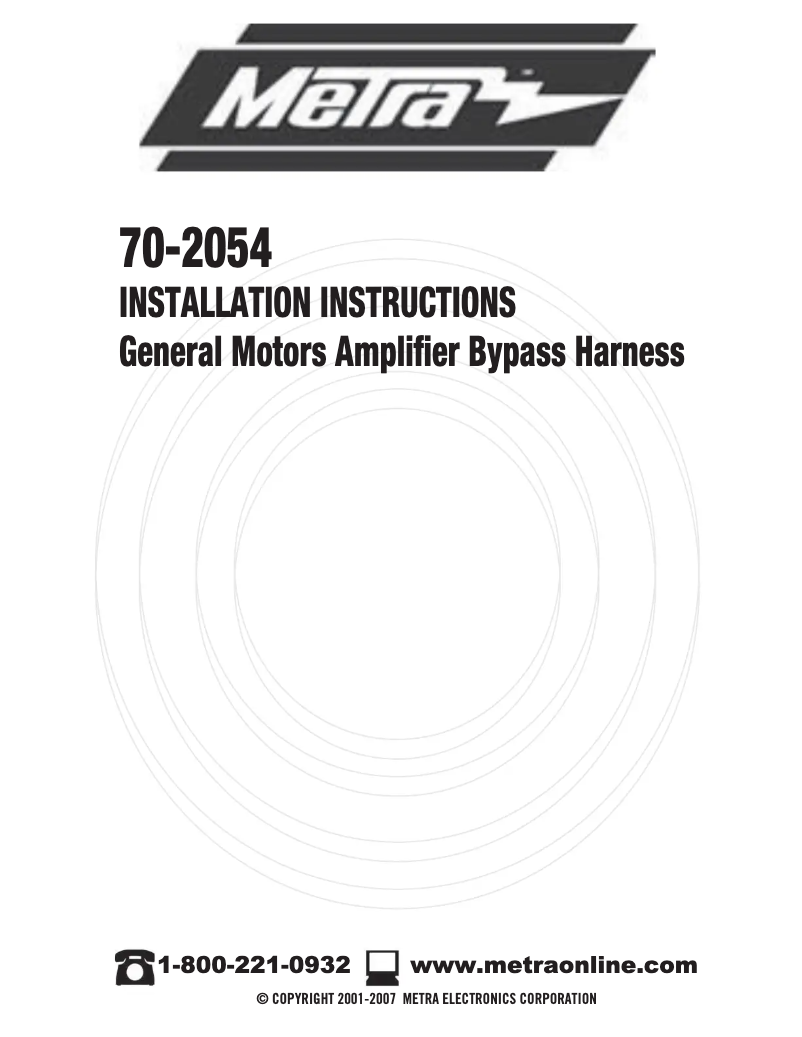 Page n°1 - Manuel utilisateur Metra 70-2054