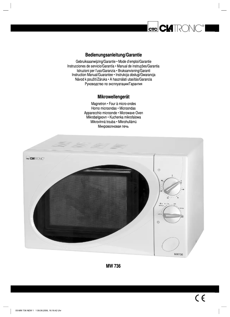 Page 1 de la notice Manuel utilisateur Clatronic MW 736