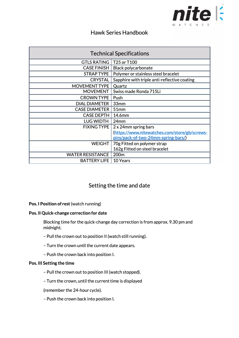 Page 1 de la notice Manuel utilisateur Nite Hawk-201