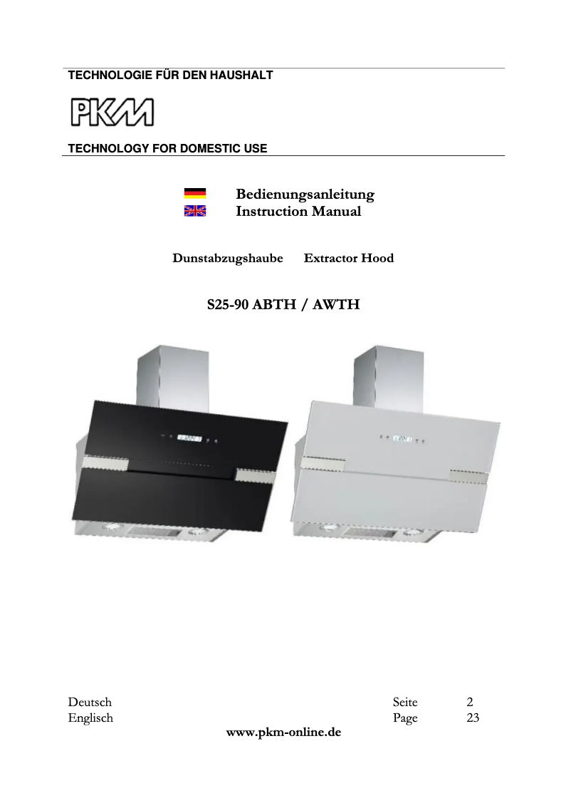 Page 1 de la notice Manuel utilisateur PKM S25-90ABTH