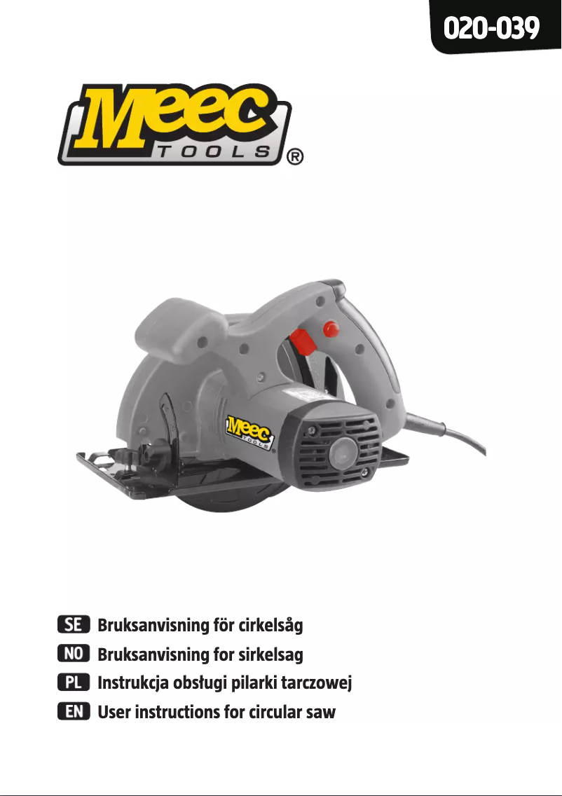 Page 1 de la notice Manuel utilisateur Meec Tools 020-039