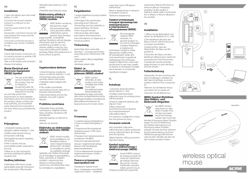 Página 1 del manual Manual de usuario Acme 100303