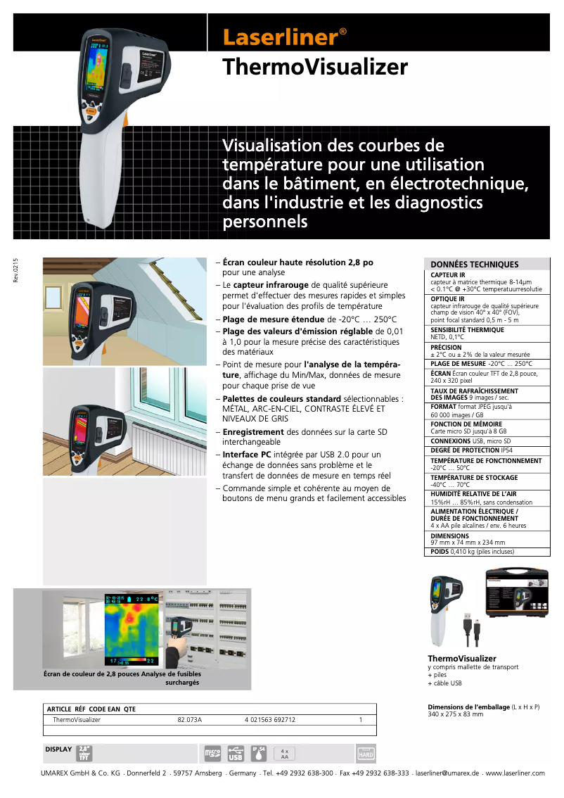 Page 1 de la notice Manuel utilisateur Laserliner 082.073A