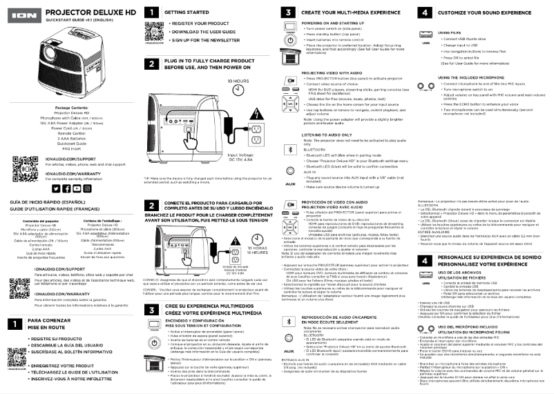 Page 1 de la notice Guide de démarrage rapide ION Projector Deluxe HD