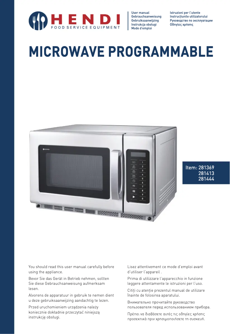 Page n°1 - Manuel utilisateur Hendi 281444