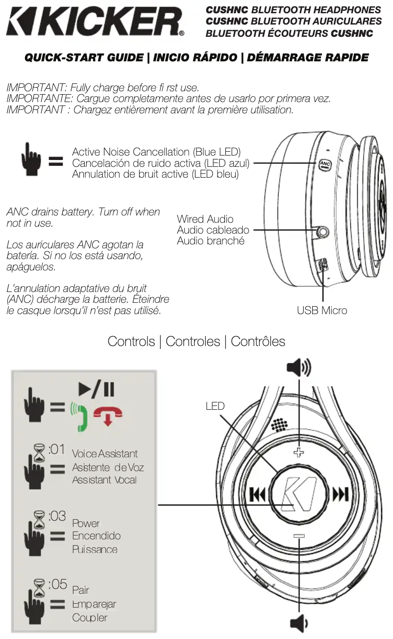 Page 1 de la notice Manuel utilisateur Kicker CushNC